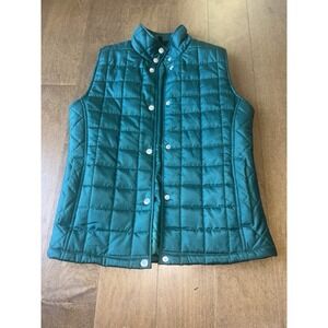 Jane Ashley Cobalt Teal Quilted Vest Women's Small Button Up w Pockets